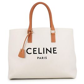 Céline Sac cabas horizontal Celine en toile Marron Écru