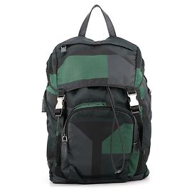 Mochila Prada de nylon e pele preta e verde Preto Verde
