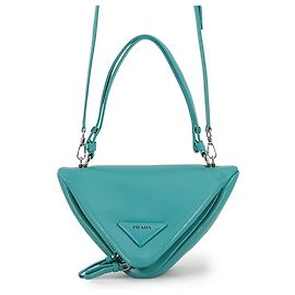 Prada gesteppte Lederhandtasche mit Dreieck Grün Türkis