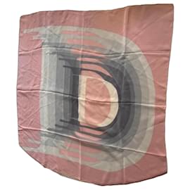Carré en soie Christian Dior Rose Blanc Gris