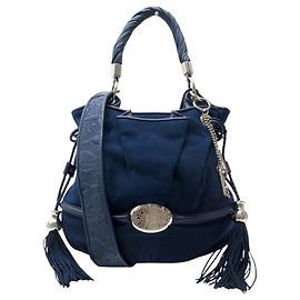 LANCEL BRIGITTE BARDOT BB HANDBAG A04801 ALCANTARA BLUE SHOULDER BAG Blue