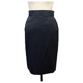 NUEVA FALDA LÁPIZ CHANEL 28478 EN LANA AZUL MARINO & SEDA 40 M WOOL SKIRT Azul marino