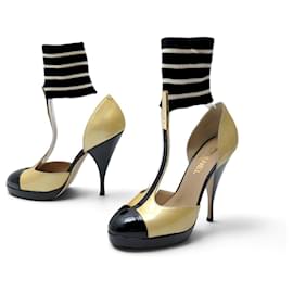 ZAPATOS CHANEL G25892 SALPES CON CALCETINES 40 EN CUERO BICOLOR SHOES Otro