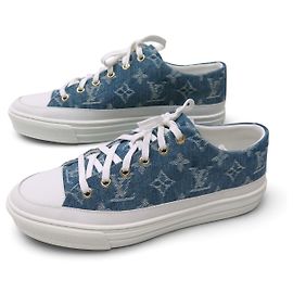NEW LOUIS VUITTON STELLAR 1A4WTV MONOGRAM DENIM CANVAS 39 SNEAKERS Blue
