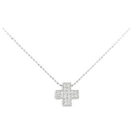 Autre Marque Collana a Croce con Diamanti Au750 Argento