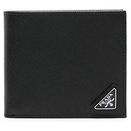 Prada Carteira Saffiano com logótipo triangular Preto