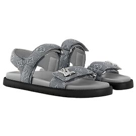 Louis Vuitton Sunset Flat Comfort Sandals Gray Brown