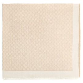 Gucci Sciarpa in misto lana e seta GG Bianco Beige Marrone