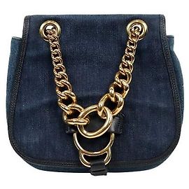 Miu Miu Bolsa de Ombro com Corrente Denim Dahlia Azul