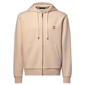 Louis Vuitton Kapuzenpullover mit Reißverschluss und Signatur Braun