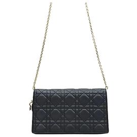 Dior Lady Pouch Kettentasche aus Lammleder Schwarz Schwarz