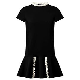 Louis Vuitton Kleid mit kontrastierendem Rüschenbesatz Schwarz Schwarz