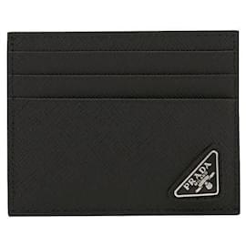Prada Saffiano Card Holder Black Leather Black
