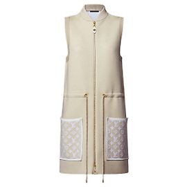 Louis Vuitton Monogram Accent Zip Dress Cream White