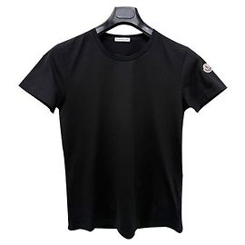Moncler T-Shirt aus Baumwolljersey mit Logo-Patch Schwarz Schwarz
