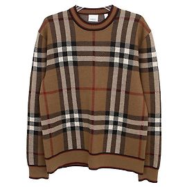 Burberry Jacquard-Wollpullover kariert braun Braun