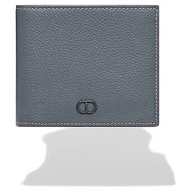 Dior Portafoglio CD Icon Deep Grey in pelle di vitello grana Marrone