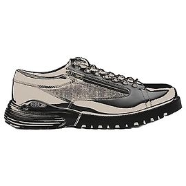 Dior Scarpe Derby Combat in pelle di vitello lucida nera e jacquard Oblique nero Nero