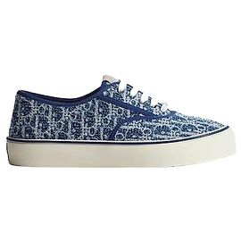 Dior Riviera Saltwind Sneaker Blue Sponge-Effect Oblique Denim Blau