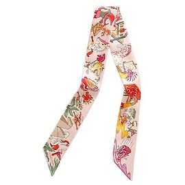 Hermès Lenço de seda Twilly para mulher Rosa
