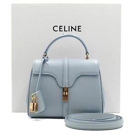 Céline Mini Bolsa de mão, Tote e Bolsa Tiracolo em couro de bezerro acetinado azul pálido Azul