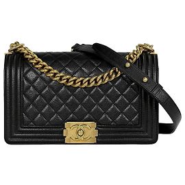 Chanel Sac Boy Medium Série Noire Caviar Plaqué Or Noir