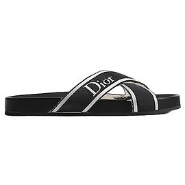 Dior Riviera Aqua Sandals Black White Technical Fabric White