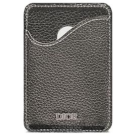 Dior Saddle Magnetic Card Holder Black Grained Calfskin Black