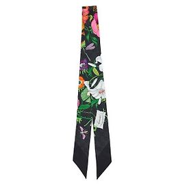 Gucci Pañuelo de seda con estampado floral Negro Negro