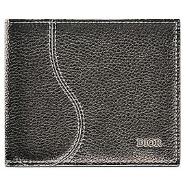 Dior Carteira Saddle em pele de vitelo grão preto com marqueteria Preto