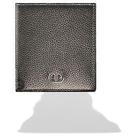 Dior CD Icon Double Wallet Black Grained Calfskin Black