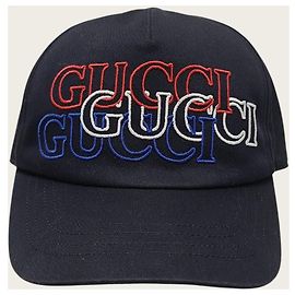 Gucci Schwarze Baseball-Kappe mit mehrfarbig gesticktem Logo Schwarz