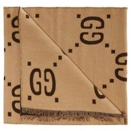 Gucci Cachecol de lã bicolor Beige Brown Marrom