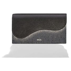 Dior Portafoglio lungo con patta Saddle Jacquard Oblique nero e pelle di vitello grana nera Nero