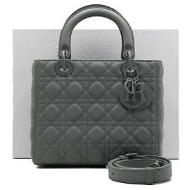 Dior Lady Medium Tote und Schultertasche in Ultra Matte Cannage Grau Braun