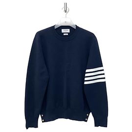 Thom Browne Navy Milano Stitch Strick mit diagonalen Bündchen Blau