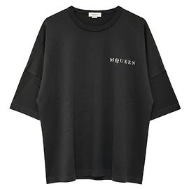 Alexander Mcqueen Schwarzes T-Shirt für Herren mit vertikalem Logo Schwarz