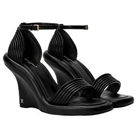Louis Vuitton Lounge Wedge Sandal Black Black