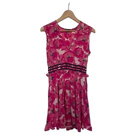 The Kooples Robe d'été à fleurs roses Noir Rose Blanc