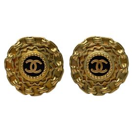 Orecchini a clip Chanel Vintage Coco Mark Nero D'oro