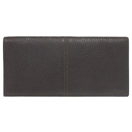 Cartier Saddle Stitch Leather Dark Brown Billfold Long Wallet Dark brown