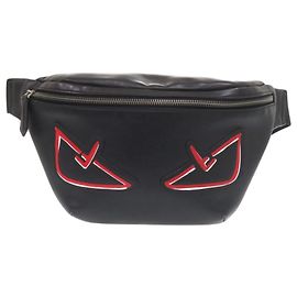 Sac banane en cuir Fendi Bugs Eye Noir Rouge