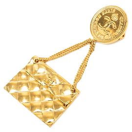 Spilla Vintage Chanel Coco Mark Matelassé 93A D'oro