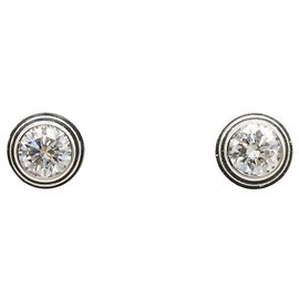Cartier d'Amour 18K White Gold Diamond Stud Earrings Golden
