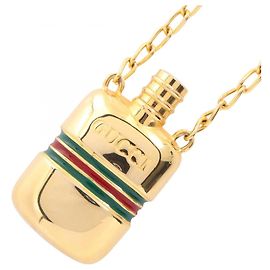 Collana lunga Gucci con flacone di profumo Rosso D'oro Verde