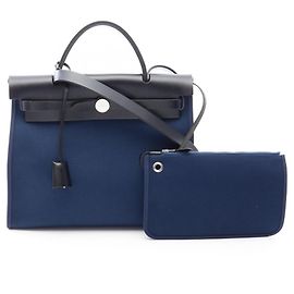 Hermès Sac à main Hermes Herbag Zip PM Noir Bleu Marine