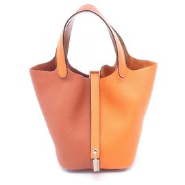 Hermès Sac à main Hermes Picotin Lock PM Casaque Marron Orange Bordeaux