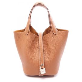 Hermès Bolsa Hermes Picotin Lock PM Gold Marrom
