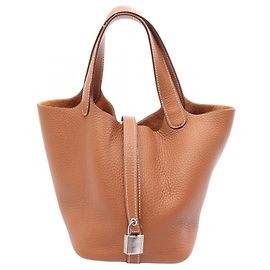 Bolsa de mão Hermès em couro marrom Marrom