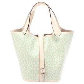 Hermès Borsa Hermes Picotin Lock PM Lucky Daisy Blu Verde Crudo Verde chiaro